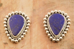 Artie Yellowhorse Genuine Blue Lapis Sterling Silver Post Earrings